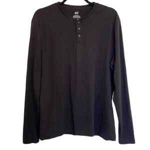 H & M Black Slim Fit Crewneck Long Sleeve Tee